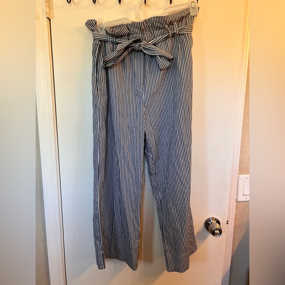 Navy Blue and White Striped Cotton Stretch Pants Size 8 H&M - Picture 4 of 5